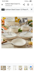 Gotham steel cream 12 piece, Ceramic cookware set, with stay cool handles