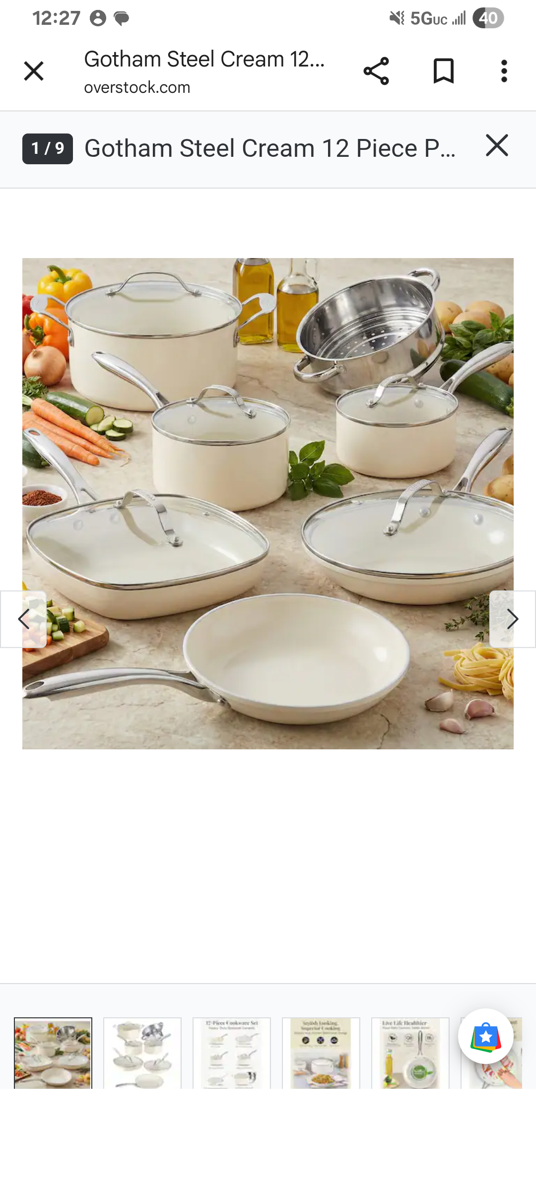 Gotham steel cream 12 piece, Ceramic cookware set, with stay cool handles