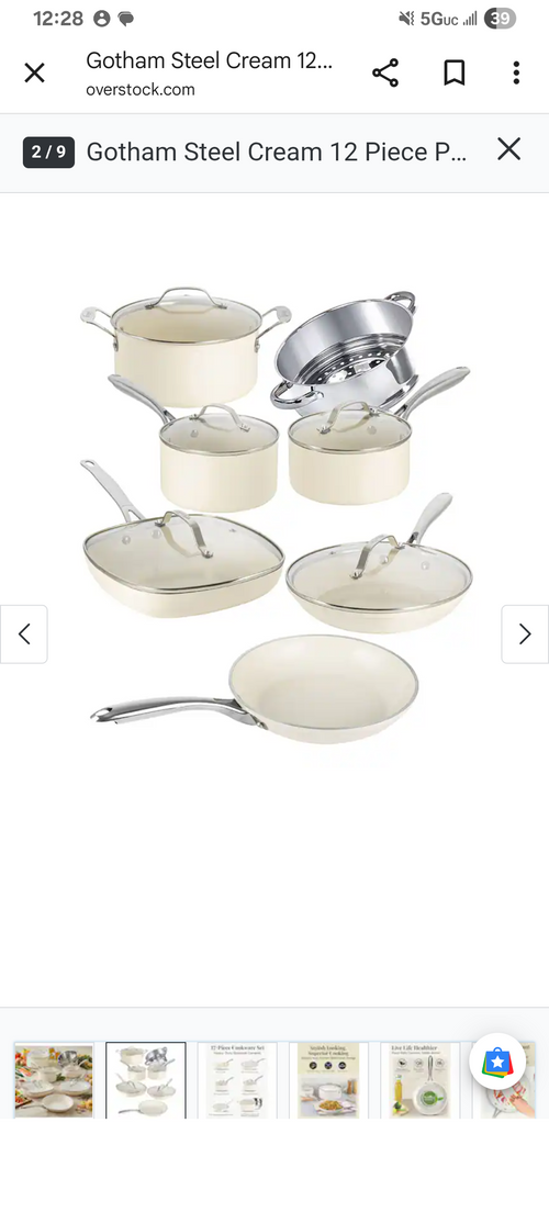 Gotham steel cream 12 piece, Ceramic cookware set, with stay cool handles