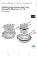 Zwilling motion stainless steel,10 piece cookware