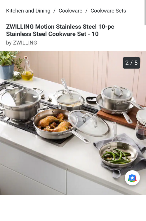 Zwilling motion stainless steel,10 piece cookware