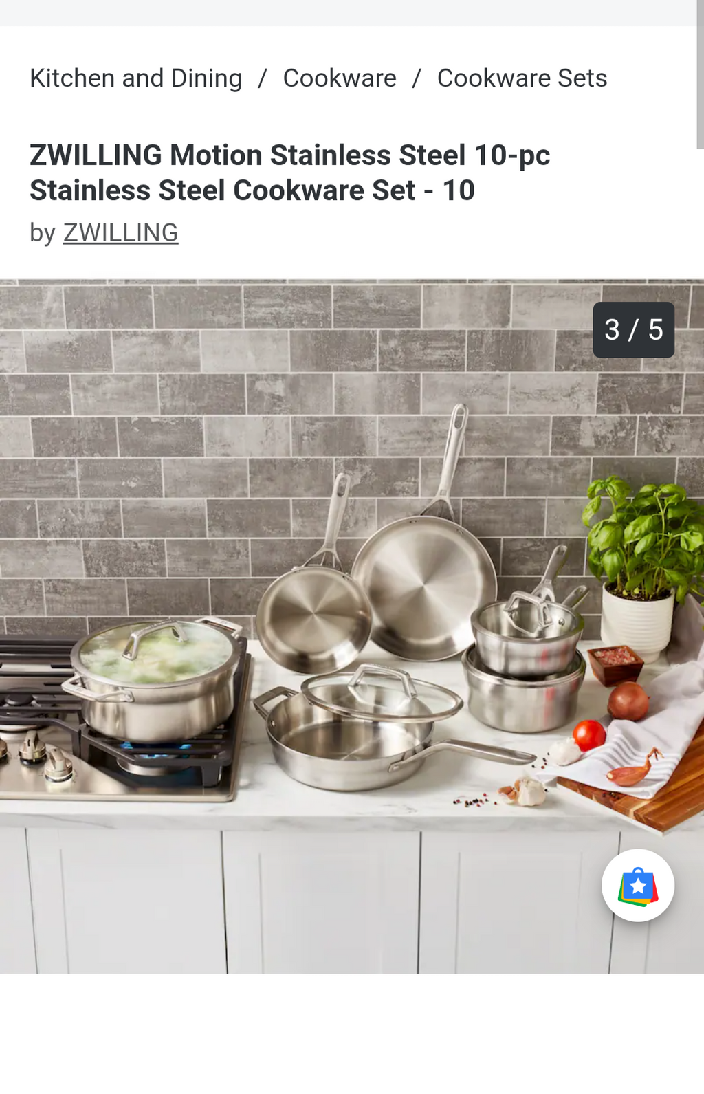 Zwilling motion stainless steel,10 piece cookware