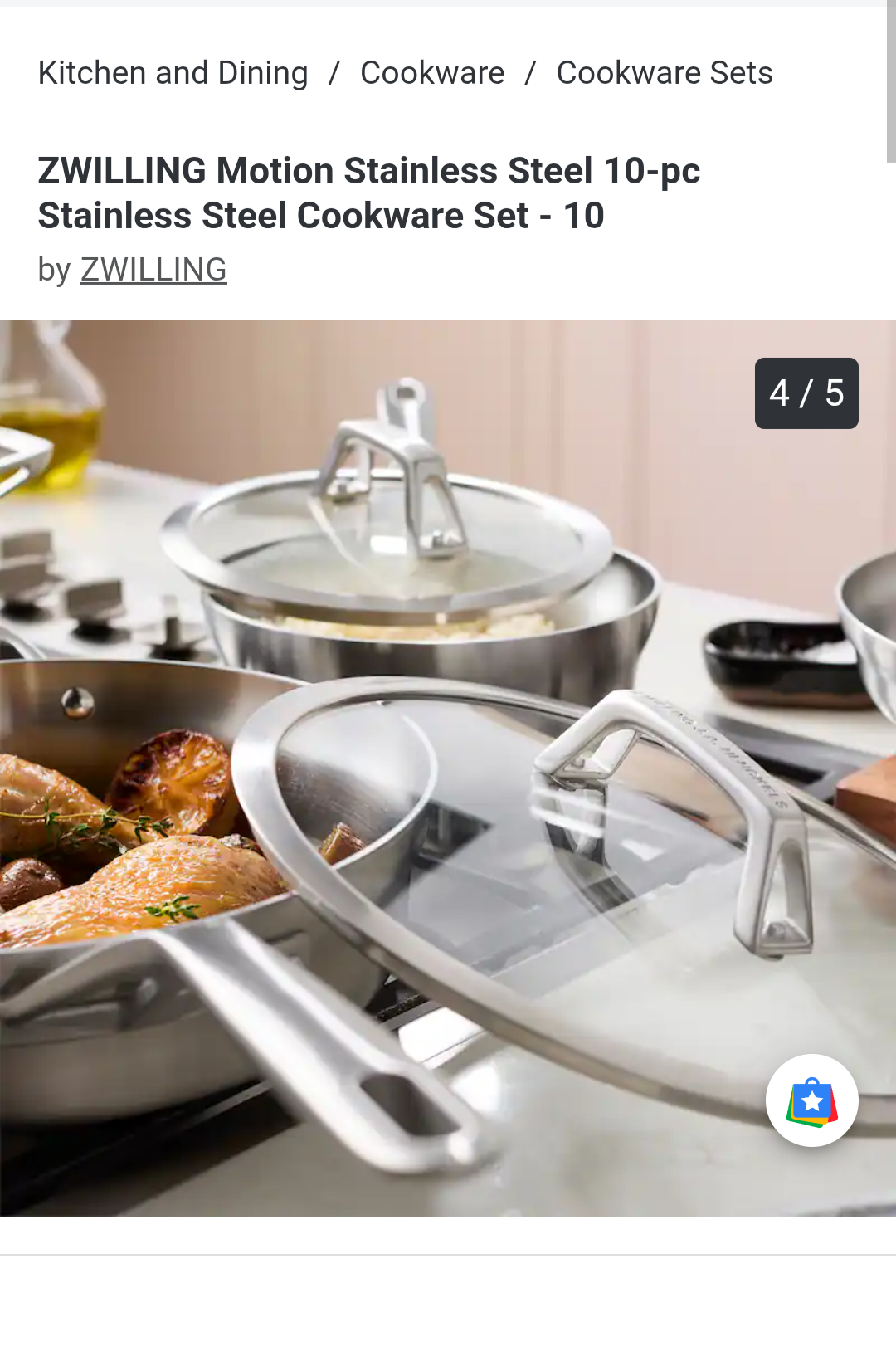 Zwilling motion stainless steel,10 piece cookware