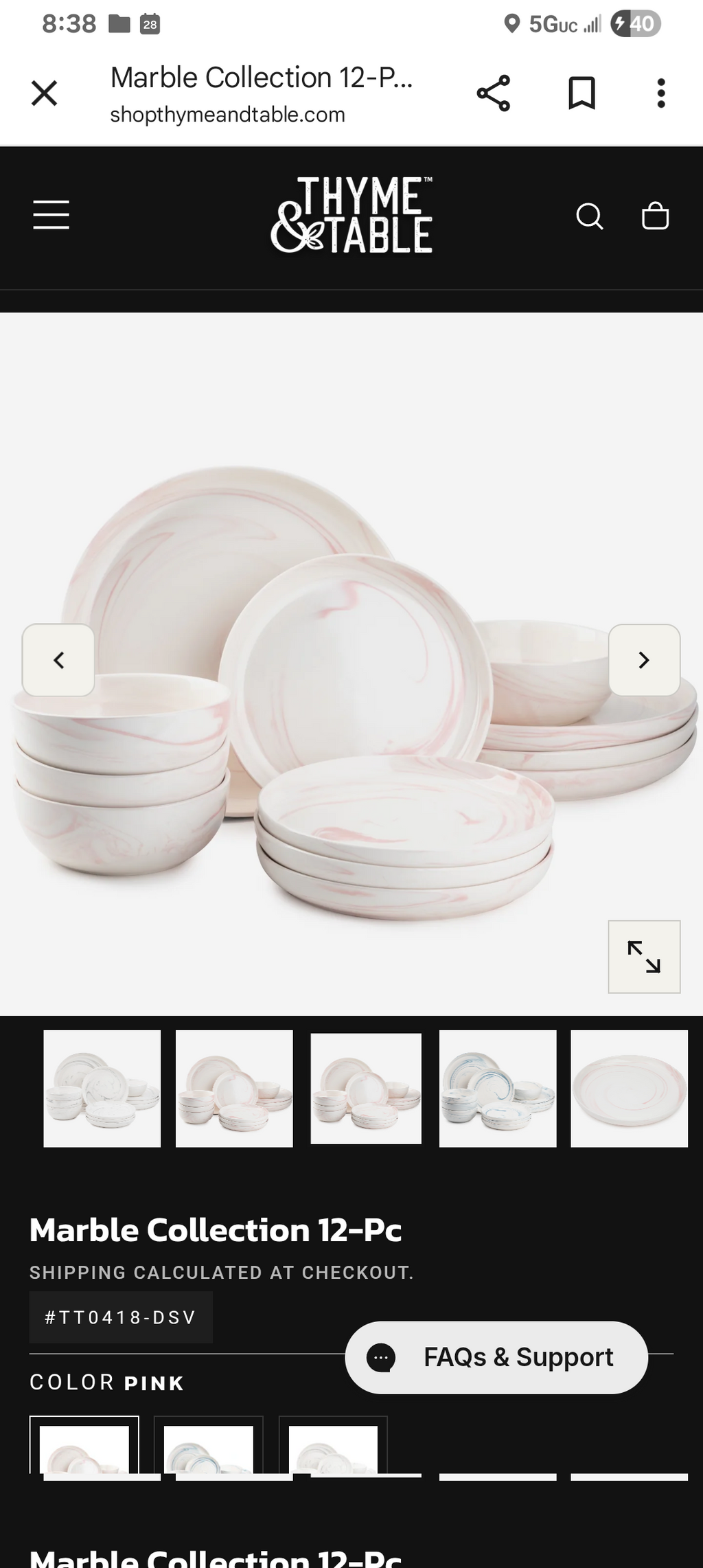 Marble collection 12 piece,  pink blue and Grey