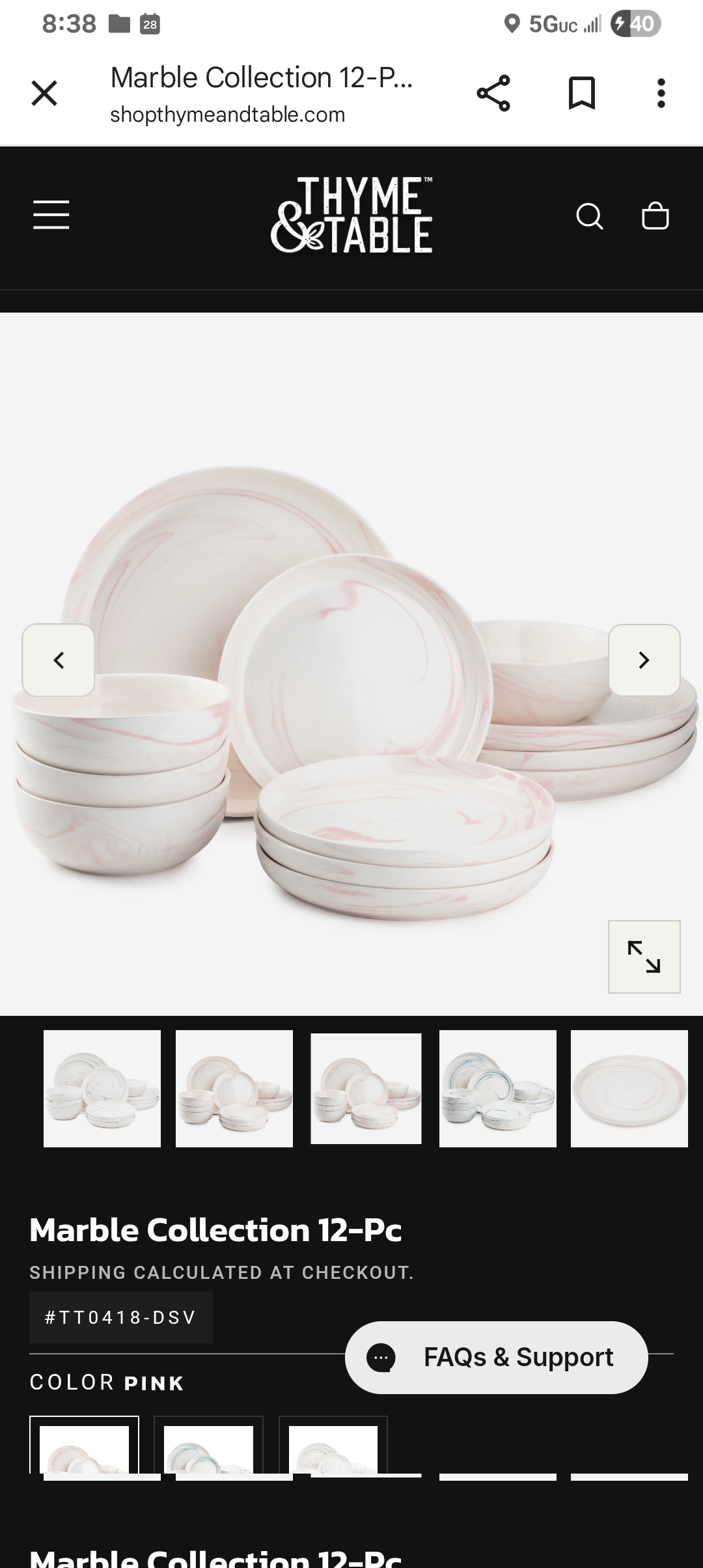 Marble collection 12 piece,  pink blue and Grey