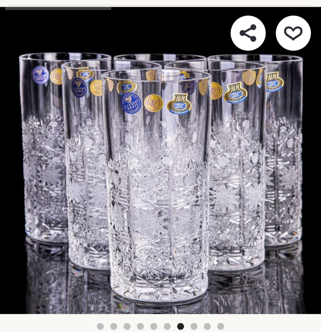 Bohemian crystal water glasses 6 pc