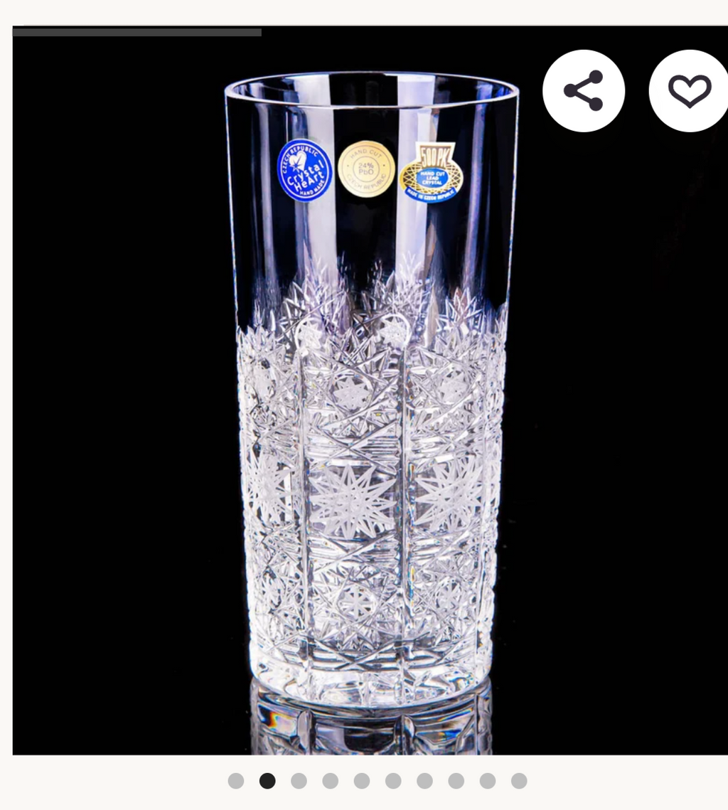 Bohemian crystal water glasses 6 pc