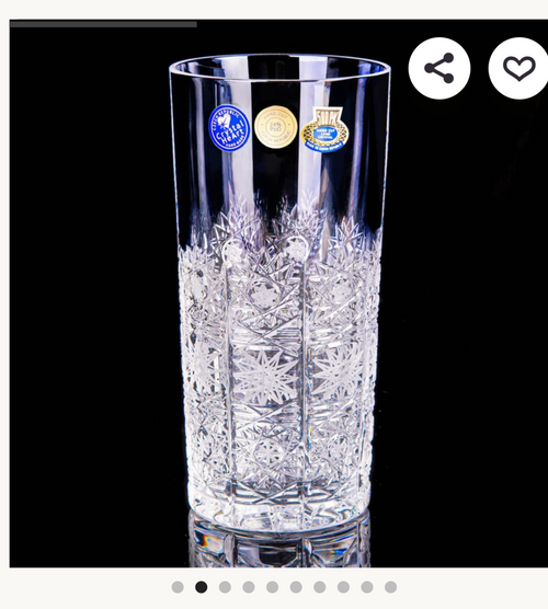 Bohemian crystal water glasses 6 pc