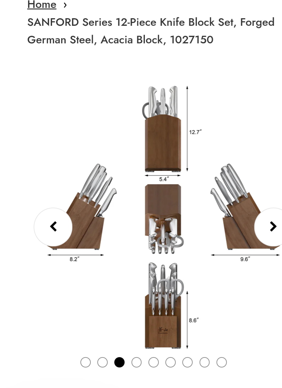 Sanford series 12 piece knife block set,  forged German Steel